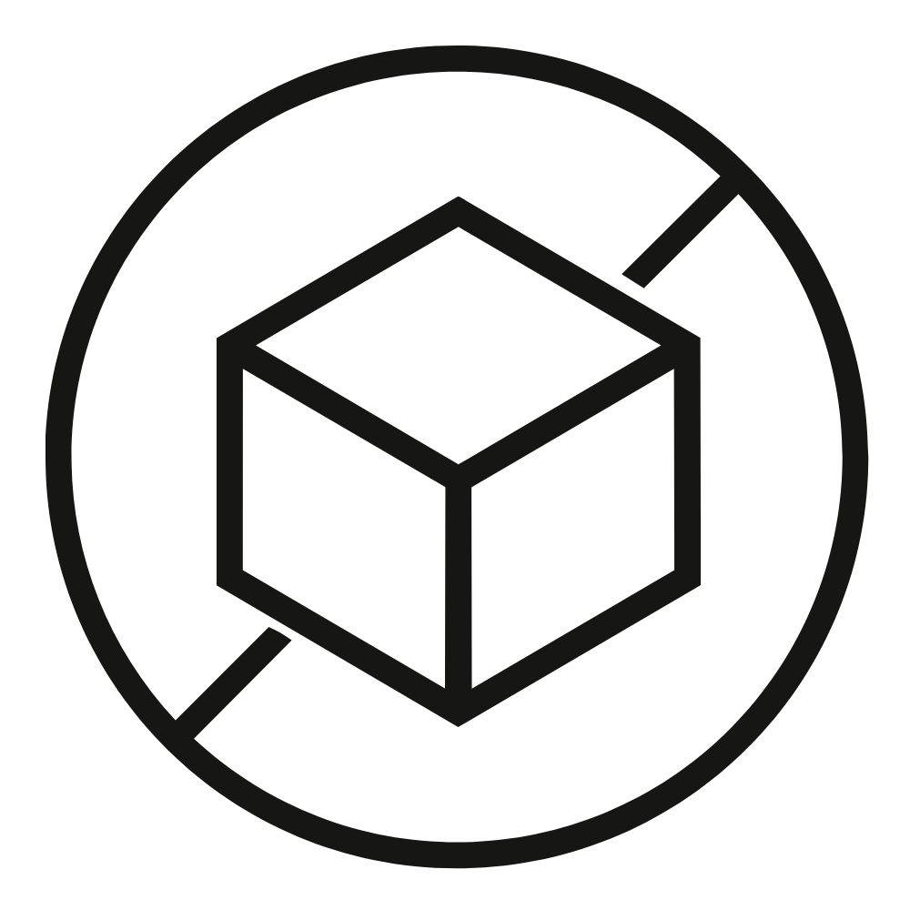 Icono minimalista de cubo dentro de un círculo
